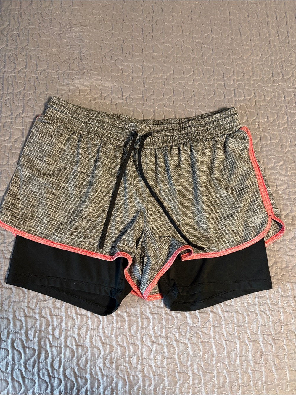 Champion Duo Dry Gray Coral/Pinkish 2-in-1 Running Shorts Women’s Large